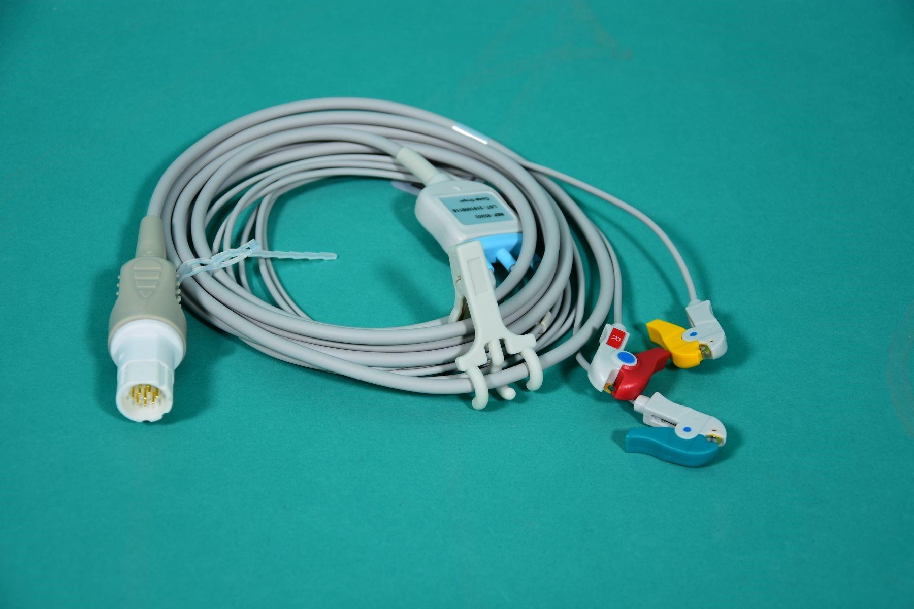 DRÄGER compatible ECG cable, 3-wire with clip
