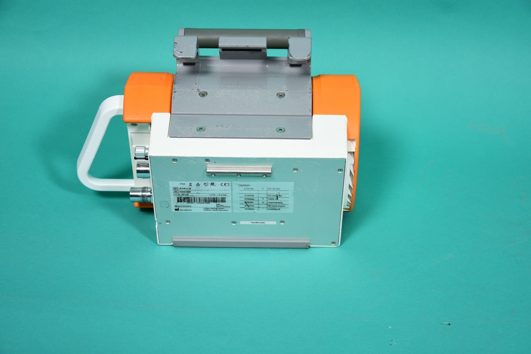 Dräger Oxylog 3000 plus Beatmungsgerät, Rückansicht