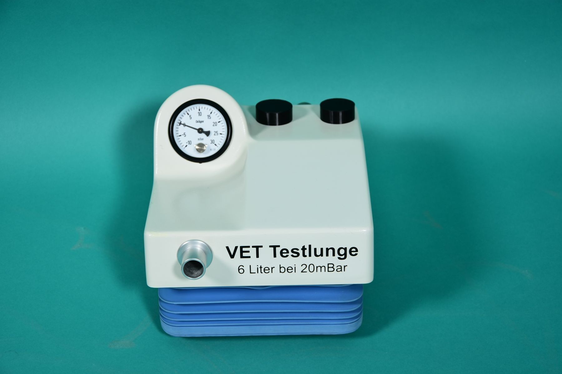 VET test lung: Max. Volume 6 liters at 20mbar